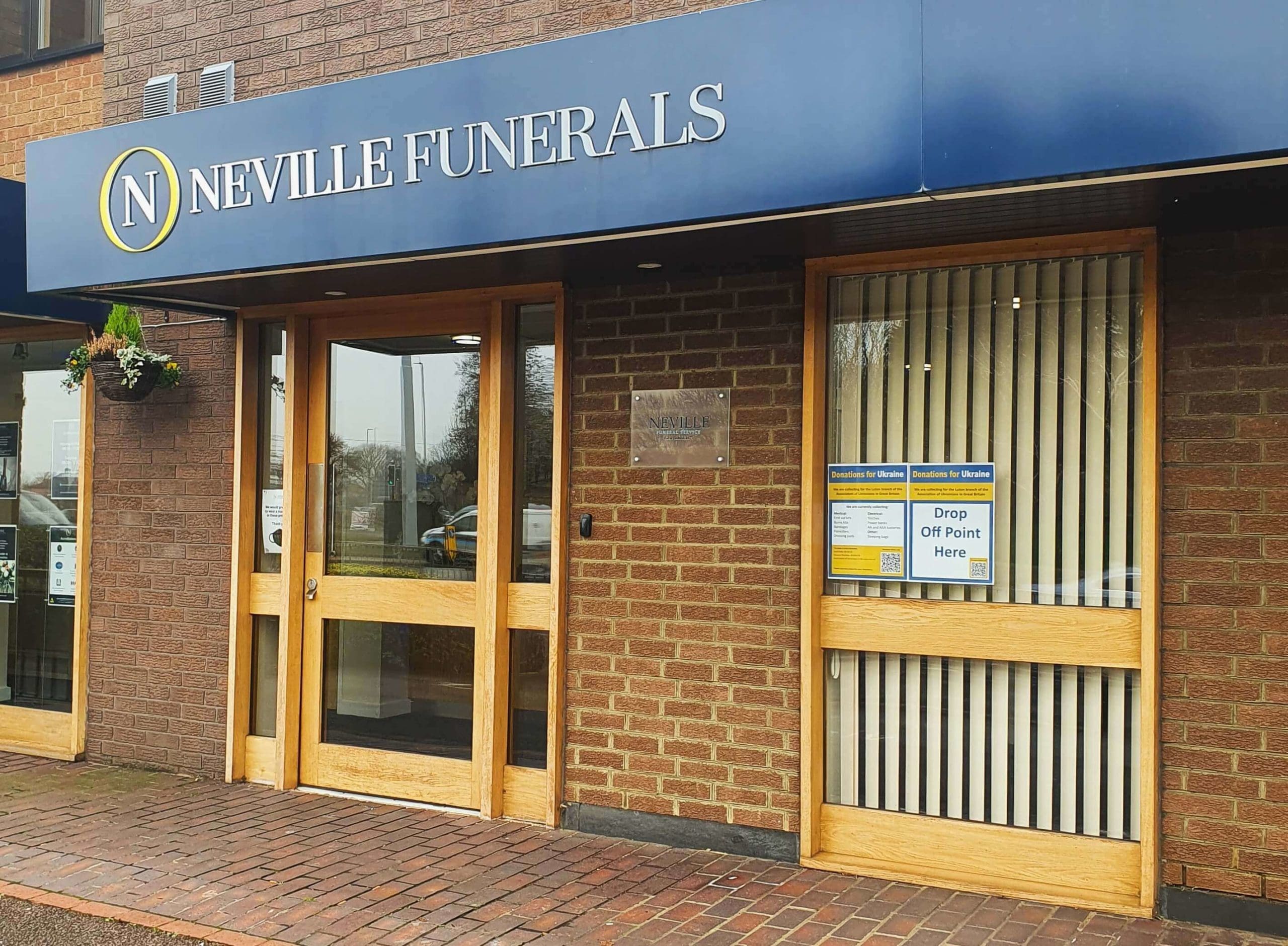 Neville Funerals shows support for Ukraine with collection boxes