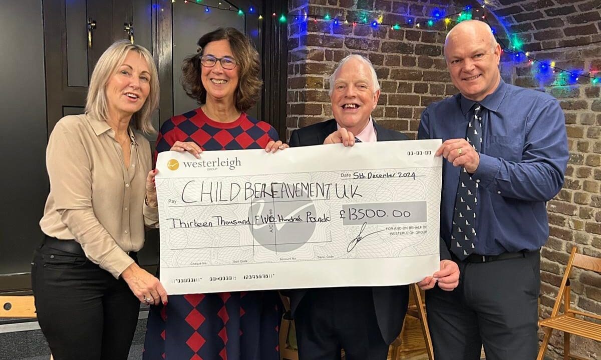 Westerleigh Group donates £13,500 to Child Bereavement UK