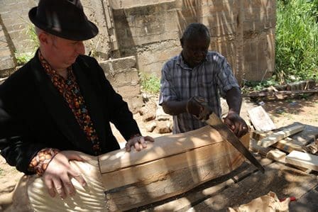 British artist Bob and Roberta Smith teams up with Ghanaian coffin sculptor Paa Joe