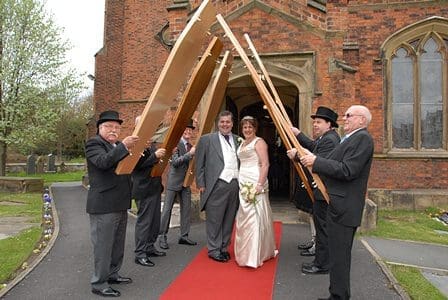 Funeral worker takes his work to his wedding