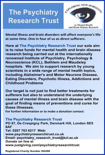 CHARITY SPOTLIGHT: The Psychiatry Research Trust